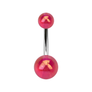 Banana silver with two balls metal-coated pink