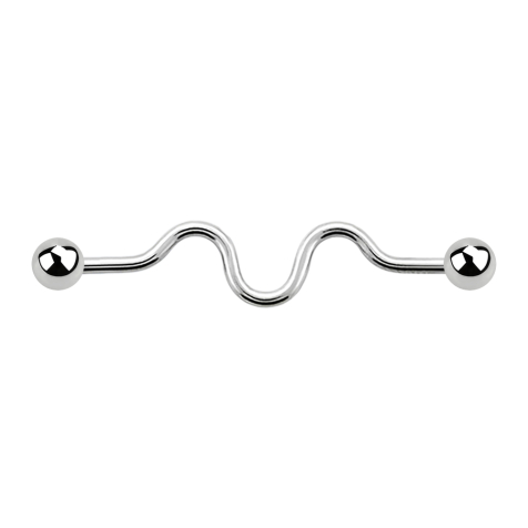 Barbell argent zig zag avec deux boules