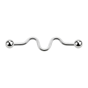 Barbell silver zig zag with two balls