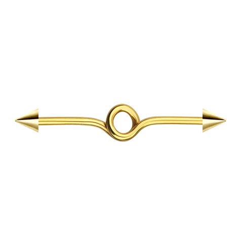 Gold-plated barbell loop with two cones