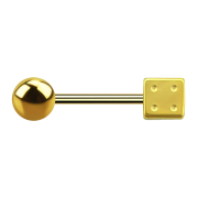 Gold-plated micro barbell with ball and cube