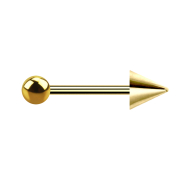 Gold-plated micro barbell with ball and cone
