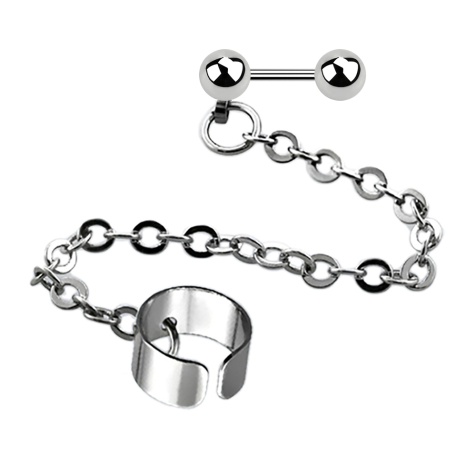 Micro bilanciere in argento con palla e scudo collegati con catena