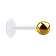 Micro labret trasparente con sfera placcata in oro