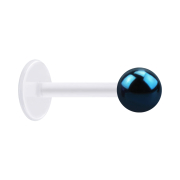Micro labret transparent with ball dark blue
