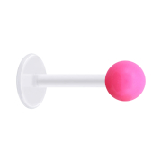 Micro labret trasparente con pallina rosa neon