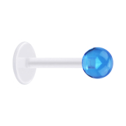 Micro Labret transparent avec boule bleu clair transparent