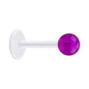 Micro Labret transparent avec boule violette transparente