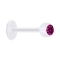 Micro labret transparent with ball and crystal fuchsia