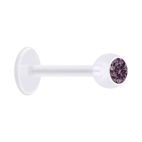 Micro labret trasparente con sfera e cristallo viola chiaro