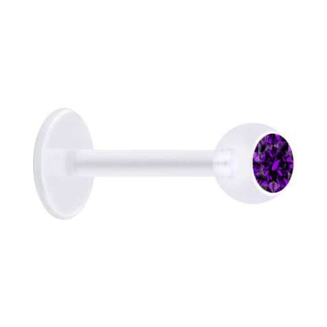 Micro Labret transparent mit Kugel und Kristall violett