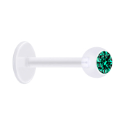 Micro labret transparent with ball and crystal turquoise