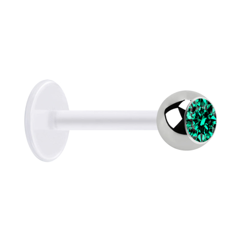 Micro labret transparent with silver ball and turquoise crystal