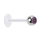 Micro Labret transparent avec boule argentée et cristal violet clair