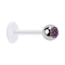 Micro labret transparent with silver ball and light purple crystal
