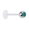 Micro labret transparent with silver ball and aqua crystal