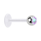 Micro labret transparent with silver ball and multicolor crystal