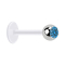 Micro labret transparent with silver ball and light blue crystal