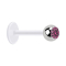 Micro labret transparent with silver ball and pink crystal