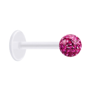 Micro Labret trasparente con sfera di cristallo rosa e...