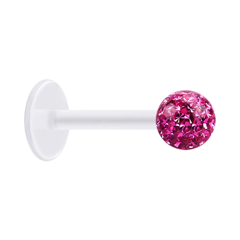 Micro Labret transparent with crystal ball pink and epoxy protective layer