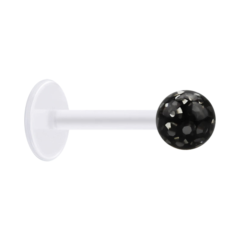 Micro labret trasparente con sfera di cristallo nera e strato protettivo epossidico