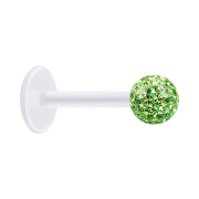 Micro labret transparent with crystal ball light green...