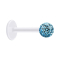 Micro Labret transparent with crystal ball aqua and epoxy protective layer