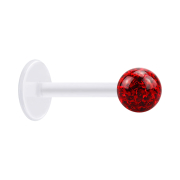 Micro labret trasparente con sfera di cristallo rossa e...
