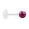 Micro labret transparent with crystal ball fuchsia and epoxy protective layer