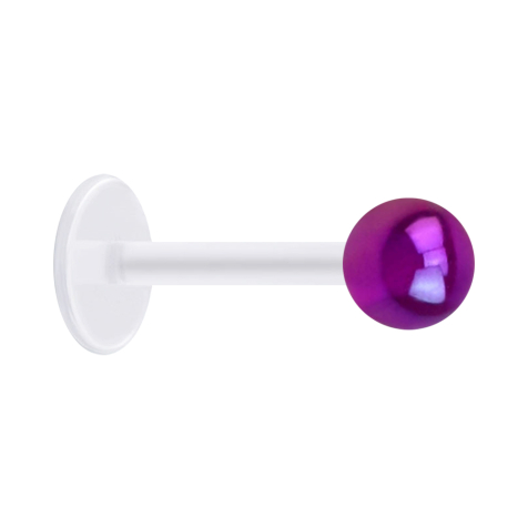 Micro Labret transparent avec boule enduite violette