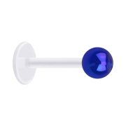 Micro Labret transparent mit Kugel beschichtet dunkelblau