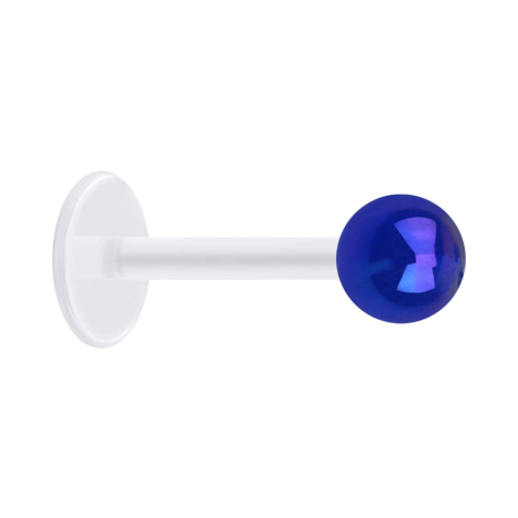 Micro labret trasparente con sfera rivestita di blu scuro