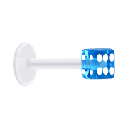 Micro Labret transparent avec cube bleu clair transparent