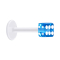 Micro Labret transparent mit Würfel hellblau transparent