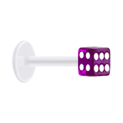 Micro Labret transparent avec cube violet transparent