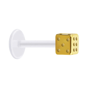 Micro labret transparent with gold-plated cube