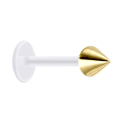 Micro labret transparent with gold-plated cone