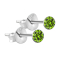Clou doreille rond en argent massif 925 avec cristal vert clair