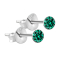 Round stud earrings in 925 sterling silver with turquoise crystal
