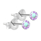Round stud earrings in 925 sterling silver with multicolor crystal