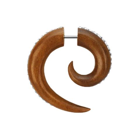 Fake Spirale aus Sawo Holz mit Kristallstreifen