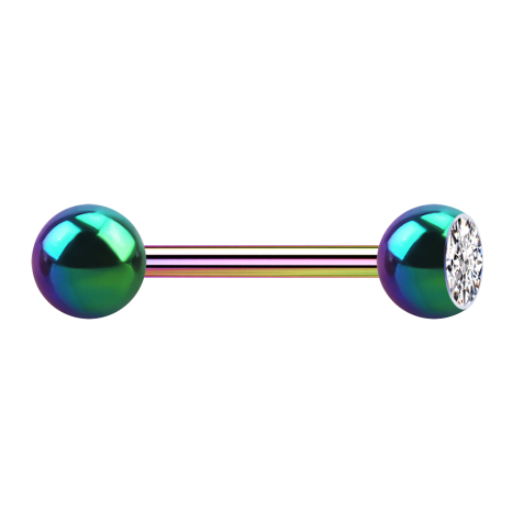 Barbell colored with ball and ball crystal silver