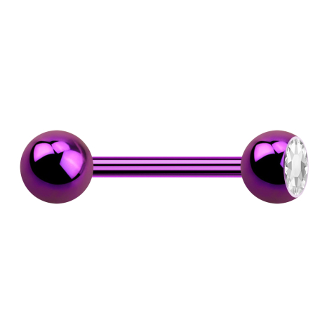 Barbell violet with ball and ball crystal silver
