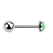 Micro Barbell argent avec boule et disque opale vert