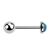 Micro Barbell argent avec boule et disque opale bleu