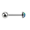 Micro barbell silver with ball and disk opal blue