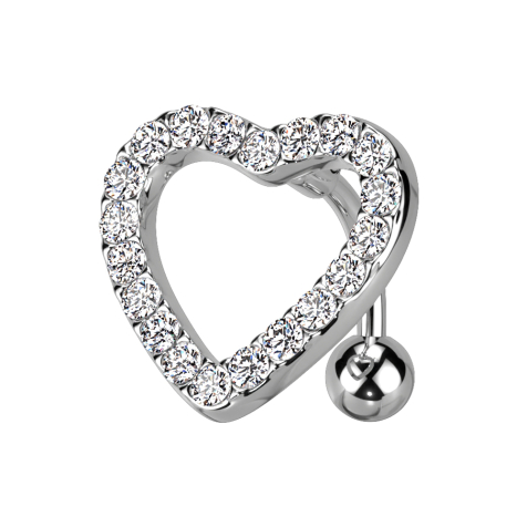 Cuore dargento a banana con cristalli dargento