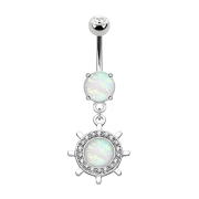 Banana silver with pendant yacht wheel and opal