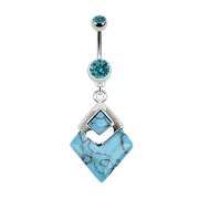 Banane argent avec pendentif pierre turquoise